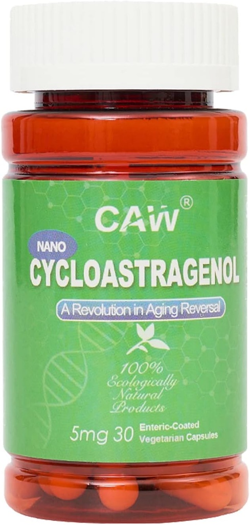 CAW Supplement Telomere de télomètre anti-âge Longueur Telomere de l'ADN Réparer la santé des cellules Nano Cycloastragenol 5Mg 30Gélules entériques 1 bouteille