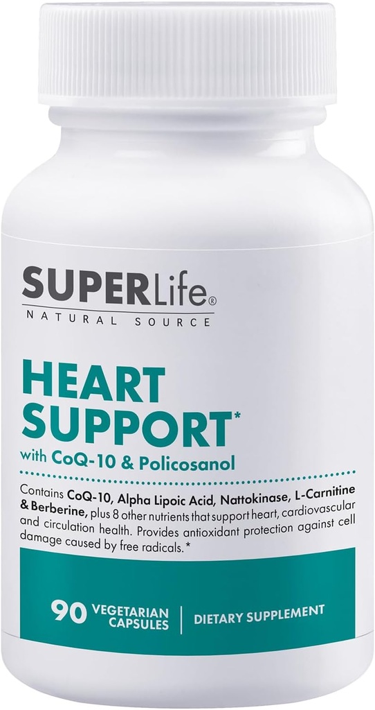 Soutien cardiaque - avec CoQ-10, Quercetin, L-Carnitine Fumarate, L-Arginine, Berberine, Inositol, Magnésium Citrate et Taurine