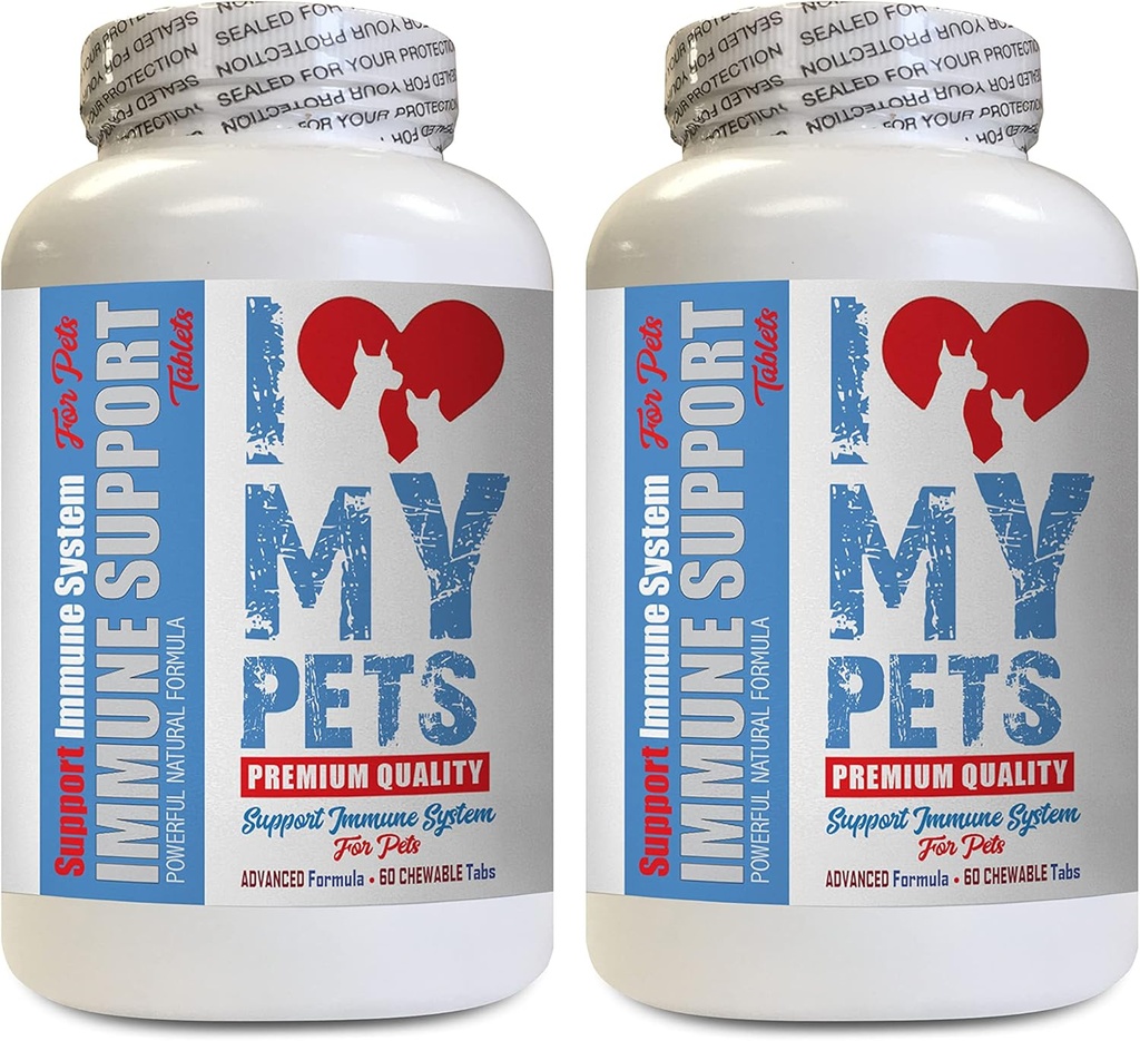 I LOVE MY PETS LLC Supplément chat plus âgé - PET Imune Support - Chiens et chats - Booster - Healthy - Turmeric Cats - 120 Treats (2 bouteilles)
