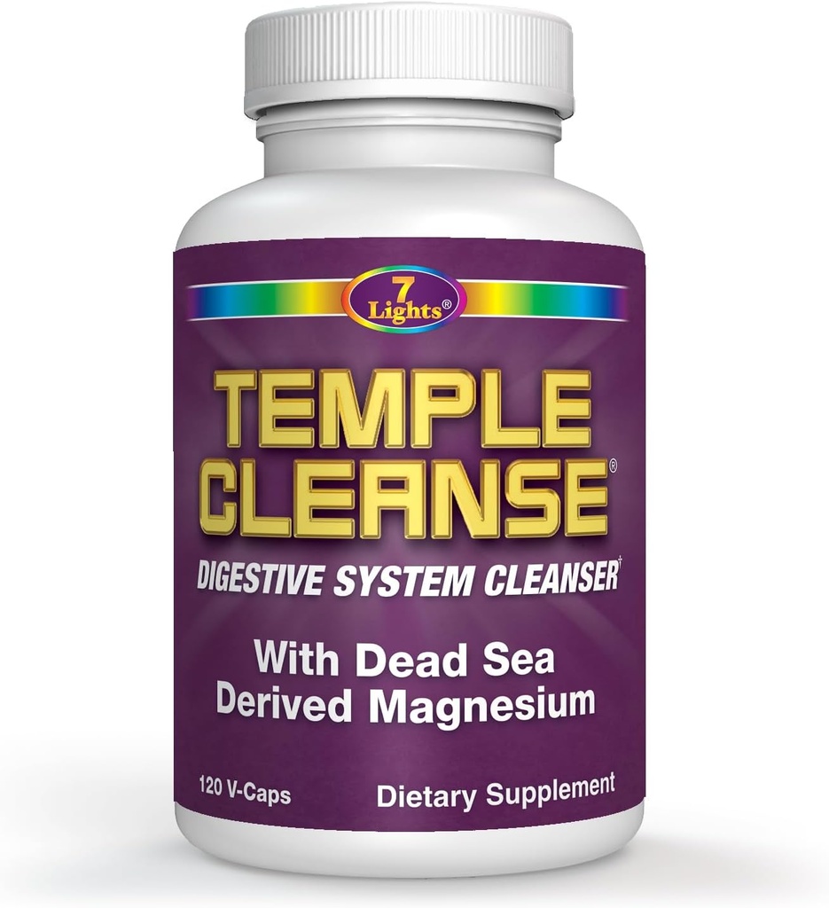 Temple Cleanse 120 capsules d'oxygène et de la mer Morte Magnésium Colon Cleanse Detox, Fast-Acting Constipation Relief, Pas de gaz/glissement, Vegan sans gluten nettoyage digestif, doux sur l'estomac pour les femmes et les hommes