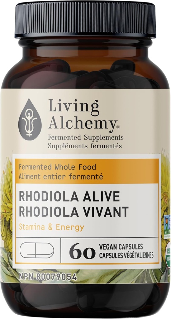 Supplément Rhodiola Rosea avec Astragalus & Turmeric - Performance cognitive, athlétique, et support énergétique surrénal pour les hommes et les femmes - Vegan, Non-OGM - Alchimie vivante, 60 Pcs