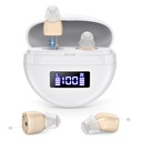 Aides auditives numériques rechargeables pour les aînés, amplificateurs d'audition intelligents annulant le bruit pour les adultes, cas de charge d'affichage de puissance presque invisible, LED.