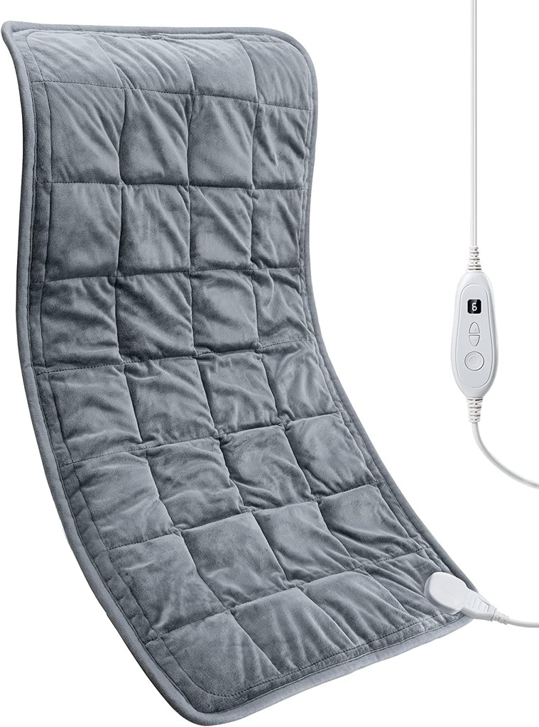 Plaque chauffante électrique 17''x 33" XXXL pour le soulagement de la douleur au dos, 5LBS avec 6 réglages de chaleur 2H Plaque chauffante automatique pour bras d'épaule Crampes lavables