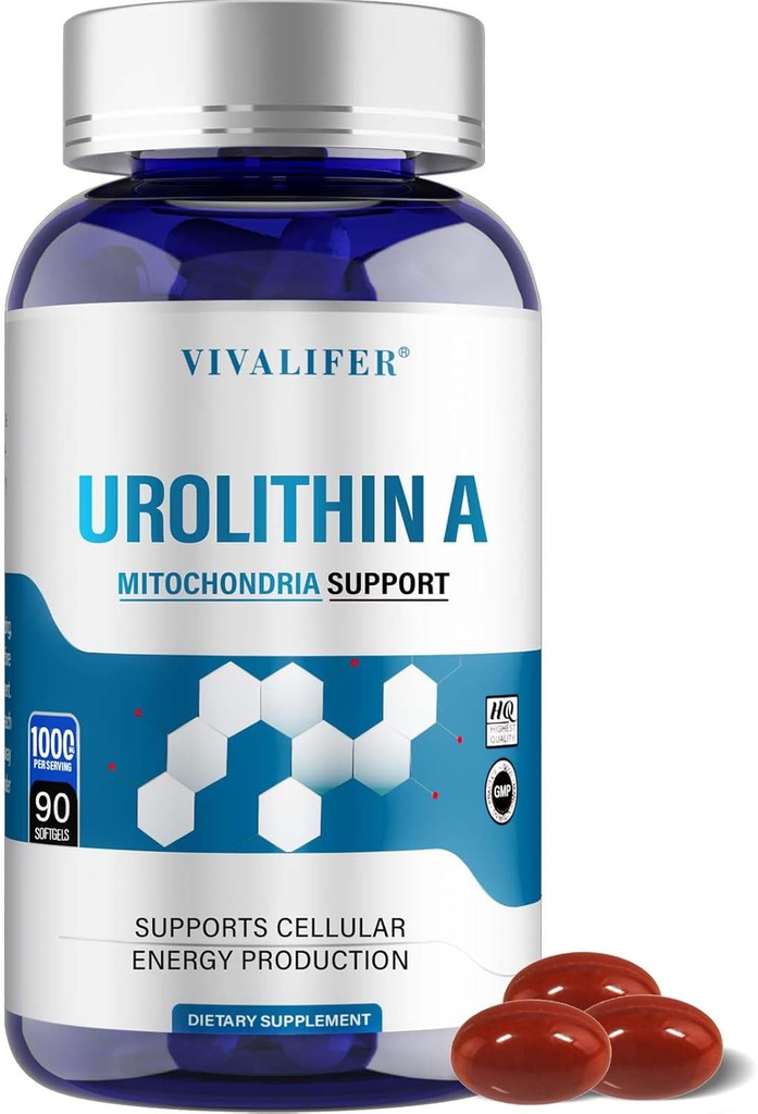 1000 MG Urolithin Un supplément, 90 Softgels Antioxydants puissants pour un vieillissement en santé et un soutien mitochondrial amélioré, réparation de cellules