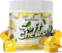 Supplément de fer Chews avec vitamine C pour les femmes hommes et les enfants, croustilles douces en fer végétalien naturel avec vitamine B6,B12,D, calcium et zinc - Soutien énergétique, 60 ananas SoftChews,2 mois d'approvisionnement