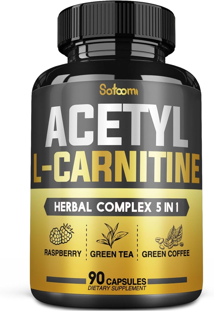 5en1 Acétyl L-Carnitine Complex Capsules - 2600mg Quotidien - Corps, Cerveau et Immune Soutien Santé - Acide alpha lipoïque combiné, Thé vert, Coffee Bean vert et Cétones de framboise - 90 Compte pour 3 mois