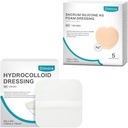 Dressing de plaie hydrocolloïde, 10 packs Ultra mince 4" x 4" + Ag Argent Sacrum Mousse Mousse Mousse Bandages Silicone Bord adhésif 7"x7"