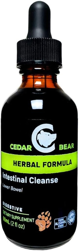 Cedar Bear Intestinal Nettoyer un supplément à base de plantes liquides qui modère l'environnement du système digestif, permettant à la flore bénéfique de flourrir 2 Fl Oz