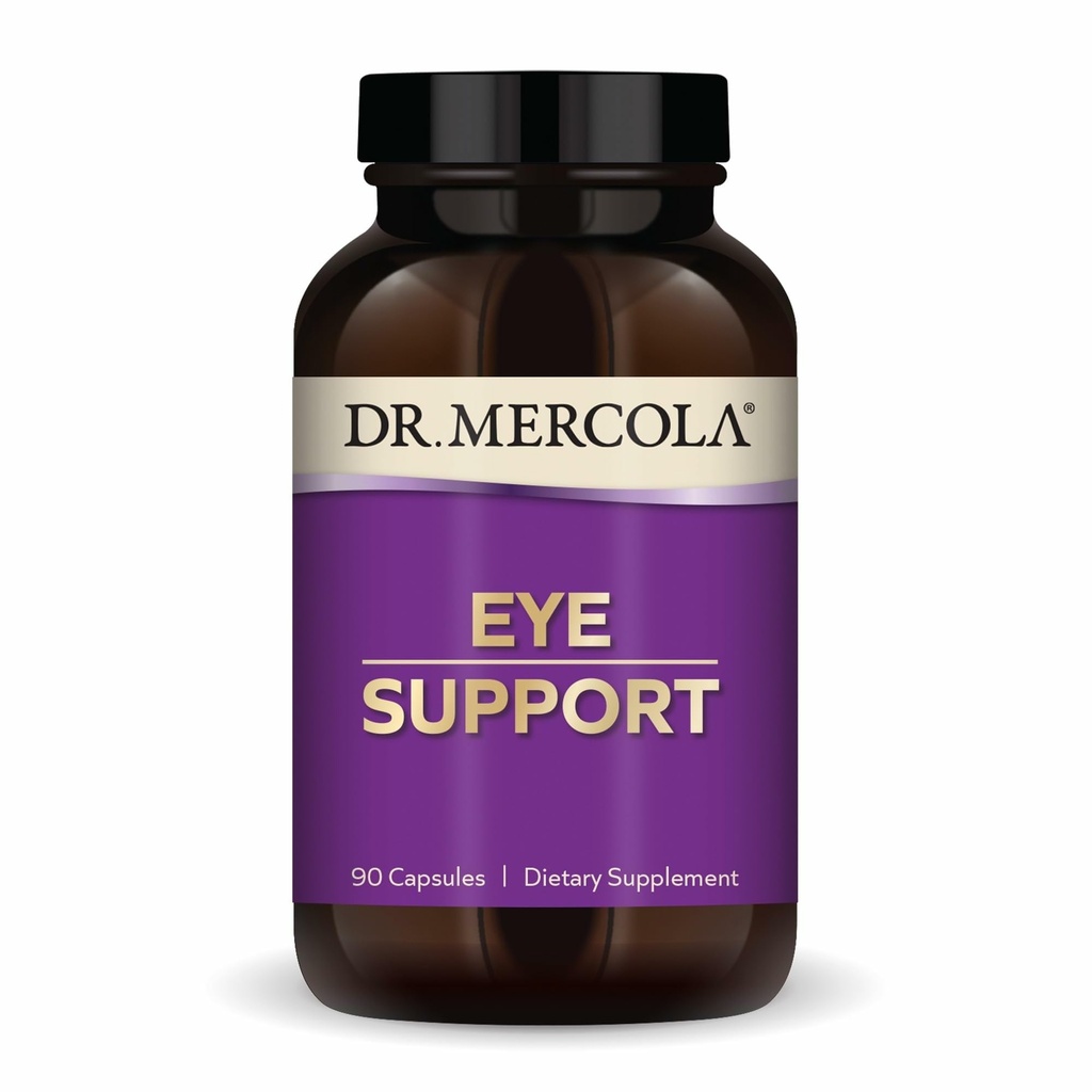 Dr Mercola Eye Support - Soutien à la santé des yeux et de la vision - avec la lutéine, la zéaxanthine, l'astaxanthine organique et le currant noir - sans OGM, sans gluten et sans soja - 90 capsules (90 portions)