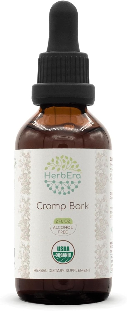 Barre de crampe B60 Teinture d'extrait d'herbe sans alcool, gouttes concentrées de liquide naturel Barre de crampe biologique USDA (Viburnum Opulus) Barre séchée (2 fl oz)