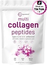 Micro-ingrédients Poudre de Peptides Multi Collagène, 2lb, Type I, II, III, V, X + Biotine, Vitamine C & Acide Hyaluronique , non aromatisé , soutient la santé des cheveux, de la peau et des articulations , Keto, non-OGM