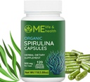 ME VIE & SANTÉ Spiruline Capsules, 100% de poudre de spiruline biologique (120 ct) 500mg Riche en protéines, vitamine A, B12 Antioxydants et vitamines, végétalien, naturel et pur spiruline Non-OGM et sans gluten