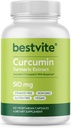 BESTVITE Curcumin 510mg (Turcuma)(120 Capsules végétariennes) avec Curcumin C3 complexe et biopérine - Standardisé à 95 % Curcuminoïdes - Pas de stéarate - Vegan - Non OGM - Sans gluten