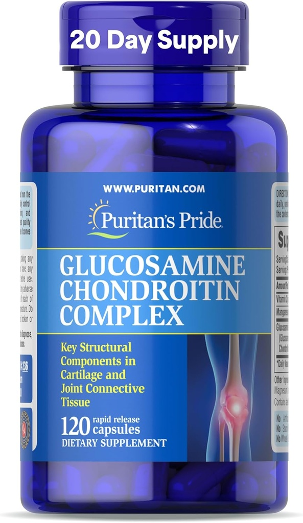 Puritan's Pride Glucosamine Chondroitin Complex pour les femmes et les hommes, supplément alimentaire pour la santé conjointe, 120 capsules à libération rapide