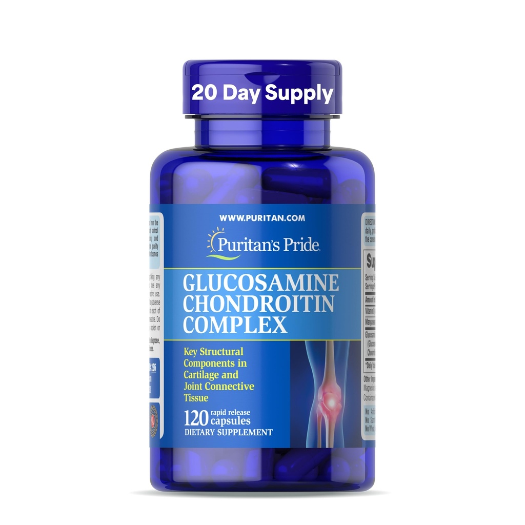 Puritan's Pride Glucosamine Chondroitin Complex pour les femmes et les hommes, supplément alimentaire pour la santé conjointe, 120 capsules à libération rapide