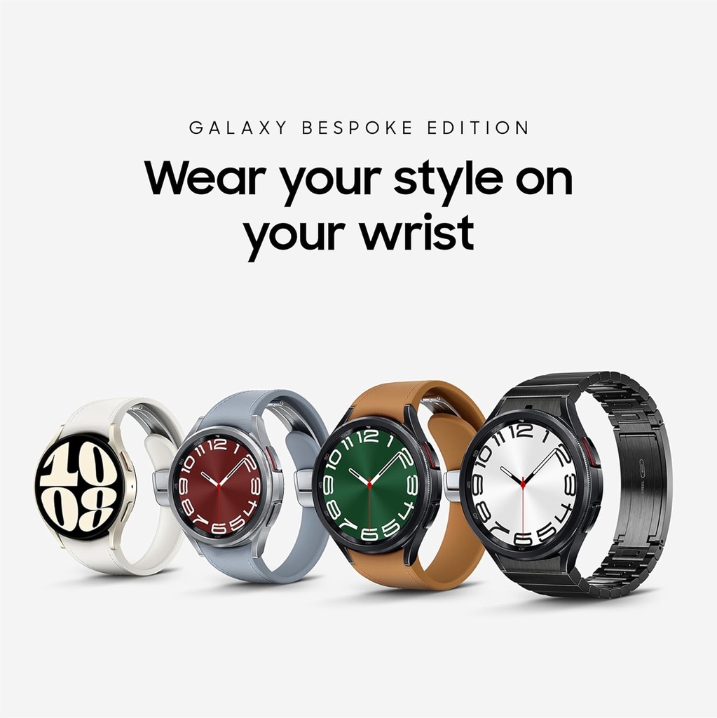 SAMSUNG Galaxy Watch 6 Bespoke Edition 47mm Exclusive Bluetooth Smartwatch, Health, Fitness, Sommeil, HR Tracker, Batterie améliorée, Verre Saphir Verre, Version américaine, Bande noire D-Buckle, Camel hybride