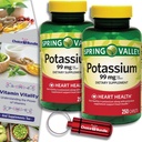 Choice Bundle Spring Valley Potassium Santé du coeur Complément alimentaire Caplets 99 mg 250 CT 2 pk (500 Total) + -Vitamine Vitalité - Guide et porte-clés Pill Container (4 items)!