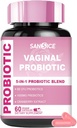 Supplément probiotique vaginal pour les femmes, 70mg Mélange V-probiotique femelle(6B UFC), Lactobacillus avec extrait prébiotique et canneberge pour odorat vaginal, équilibre du pH, supplément prébiotique organique(60 Capsules)