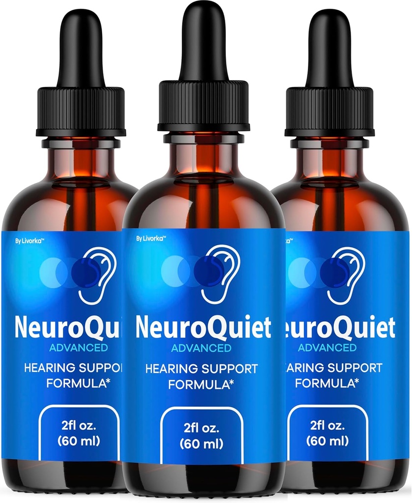 (3 Pack) NeuroQuiet Drops - NeuroQuiet Official Daily Hearing Support Toutes les formules naturelles de produits liquides pour la santé de l'oreille, la clarté auditive et l'équilibre auditif, 3 bouteilles pendant 3 mois