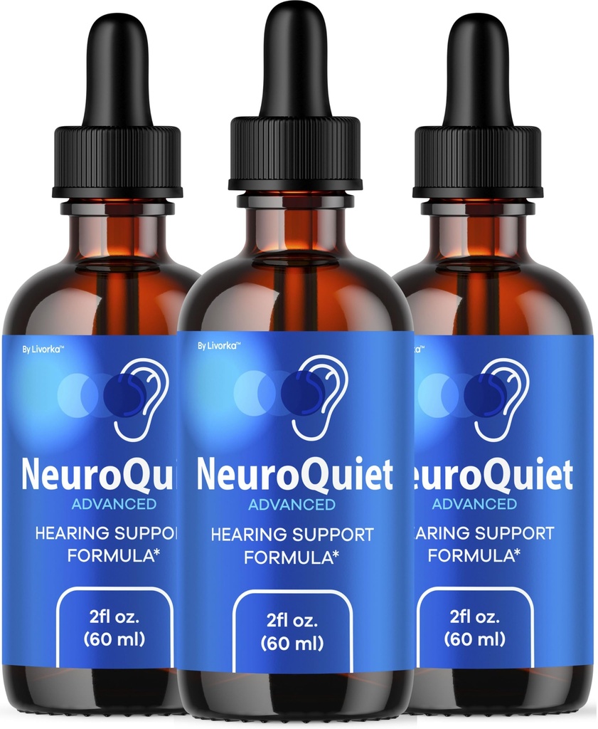 (3 Pack) NeuroQuiet Drops - NeuroQuiet Official Daily Hearing Support Toutes les formules naturelles de produits liquides pour la santé de l'oreille, la clarté auditive et l'équilibre auditif, 3 bouteilles pendant 3 mois