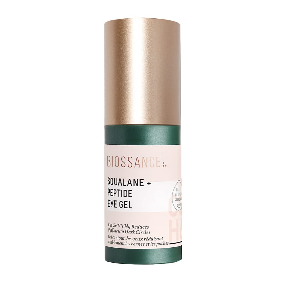 Biosance Squalane + Peptide Gel des yeux - Crème ultra-hydratante sous les yeux - Réduit le puffines et les cercles sombres - Réparez les rides des yeux Hydratant- Anti vieillissement et hydratant, crème de jour et de nuit - 0,5oz