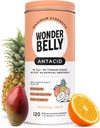 Antiacide de Wonderbelly, soulagement efficace des brûlures d'estomac et de l'indigestion instantanée de l'acide, comprimés à croquer d'une force supplémentaire, carbonate de calcium de 1000 mg, sans talc ni colorant, fruits tropicaux, 120 Nombre