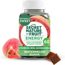 La nature secrète de l'énergie fruitière Mâches, Vitamines aux vrais fruits avec vitamine B12, Fer, Ashwagandha, pastèque et Guava pour l'énergie durable (60 comte), rose