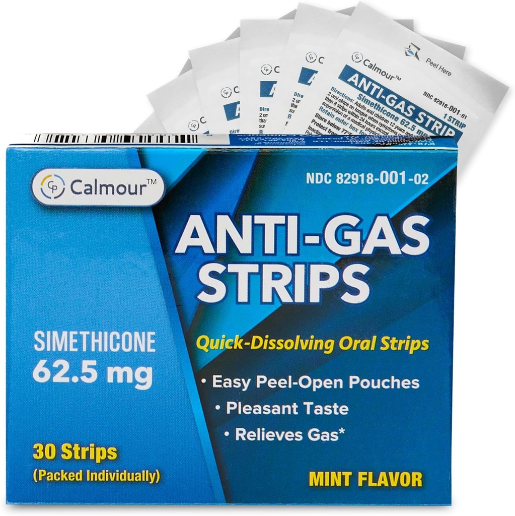 Anti Gas Relief 30 Strips (en anglais seulement) Mint Flavor Oral Dissolvable Anti Bloating Relief Strips (en anglais seulement) Rapid Gas Relief (en anglais seulement) pour les adultes