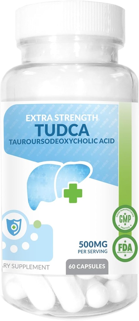TUDCA (acide tauroursoxycholique) Supplément de soutien du foie - 500mg par portion - Soutien du foie pur et santé - 60 Nombre