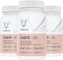 Vitruvin Ubiquinol COQ10 – Coenzyme Q10 Ultra-absorbable, co q 10 Supplément antioxydant pour la santé vasculaire et cardiovasculaire, peau et cheveux sains, vieillissement en santé