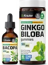 BIO KRAUTER Bacopa Teinture 2 Fl. Oz. & Ginkgo Biloba 90 Gommies