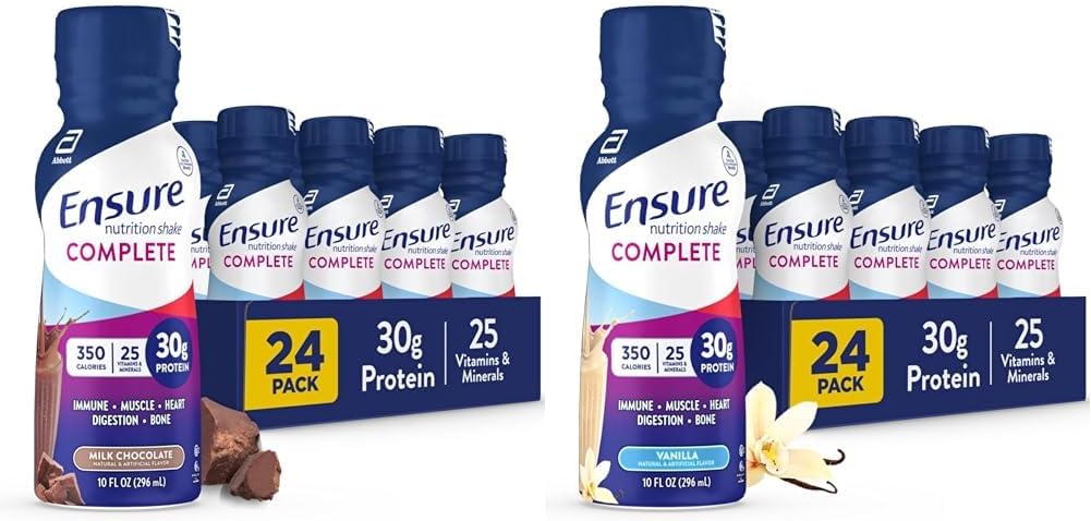 S'assurer que la nutrition complète agite avec 30 g de protéines, d'éléments nutritifs pour la santé immunitaire, de chocolat et d'arômes de vanille, boîte de 24 (10 fl oz)