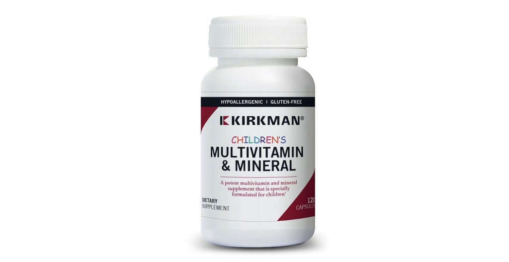 Kirkman - Capsules multivitamines et minérales pour enfants - 120 Capsules - Potent Broad Spectrum Vitamine/Mineral Supplement - avec Coenzyme Q-10 - Pas de colorants ou d'arômes artificiels