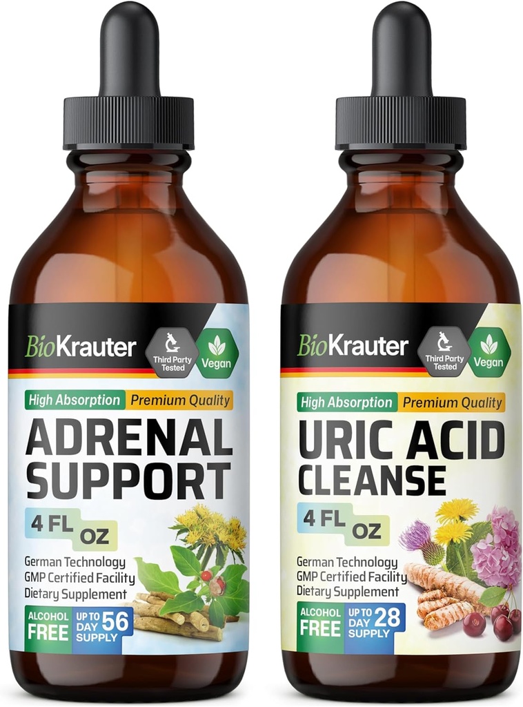 BIO KRAUTER Support adrénal Teinture 4 Fl. Oz. & Uric Acid Support Teinture 4 Fl. Oz.