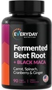 Organic Fermented Beet Root, Black Maca, Carrot, Spinach, Cranberry, Ginger |Enhanced Overall Health for Women & Men | Made in USA | 90 Veggie Capsules