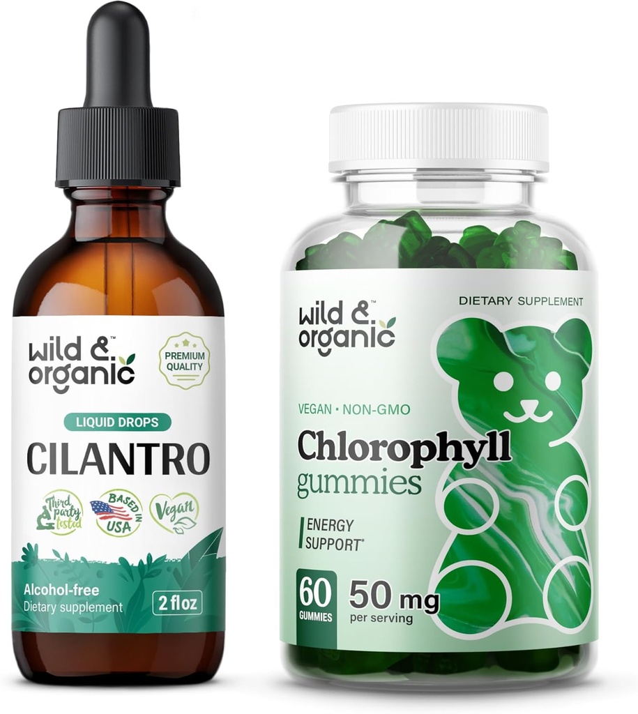 Teinture de cilantro sauvage et biologique 2 fl oz et gommes à chlorophylle