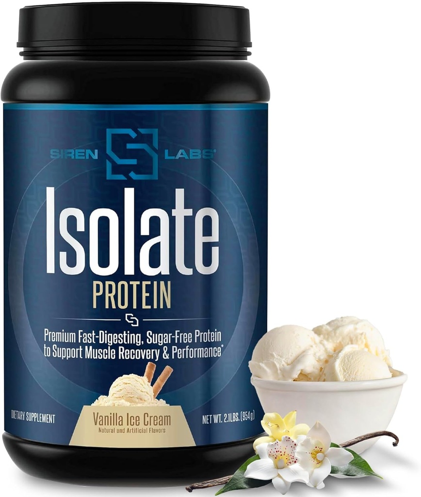 Isolate Premium Whey Protéine Poudre Keto Isolée et hydrolysée avec des acides aminés incluant la glutamine pour la croissance et la récupération musculaire maigre - Crème glacée Vanilla (30 portions)