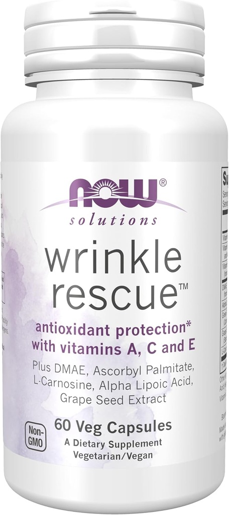 MAINTENANT Solutions alimentaires, capsules Wrinkle RescueTM, mélange ciblé avec les vitamines A, C et E, 60 capsules