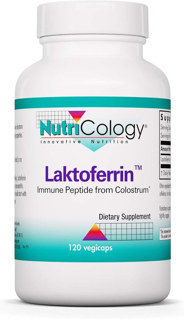 Nutricologie Supplément Lactoferrine - Suppléments Lactoferrine 350mg, Bovin Colostrum, Peptide Immune, Suppléments de fer, Vegicaps - 120 Compte