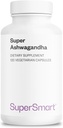 SuperSmart Super Ashwagandha 600mg par jour (breveté) - KSM-66 Ashwagandha - haute puissance 5% Withanolides - Sans OGM et sans gluten - 120 capsules végétariennes