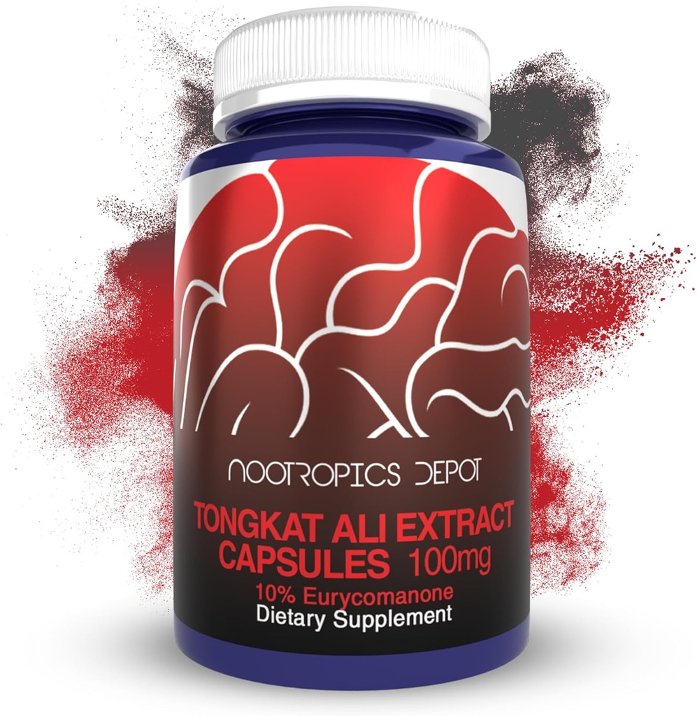Nootropics Depot Tongkat Ali Extrait Capsules de 100mg de 100mg de 120 Compte de 10% Eurycomanone par HPTLC