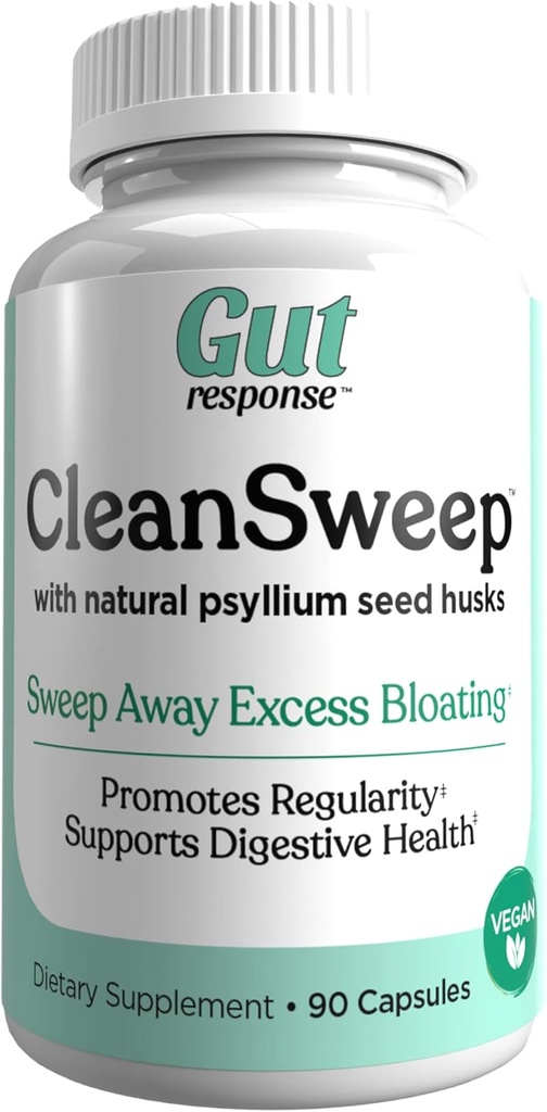 CleanSweep Capsules, soutient les mouvements sains de Bowel, le soutien de la santé digestive, favorise la régularité, les graines naturelles de Psyllium, supplément de fibre quotidienne, 90 capsules, 90 portions