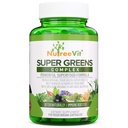 SuperGreens - Spiruline, Chlorella, Blégrass + Plus - Mélange vert emballé en nutriments