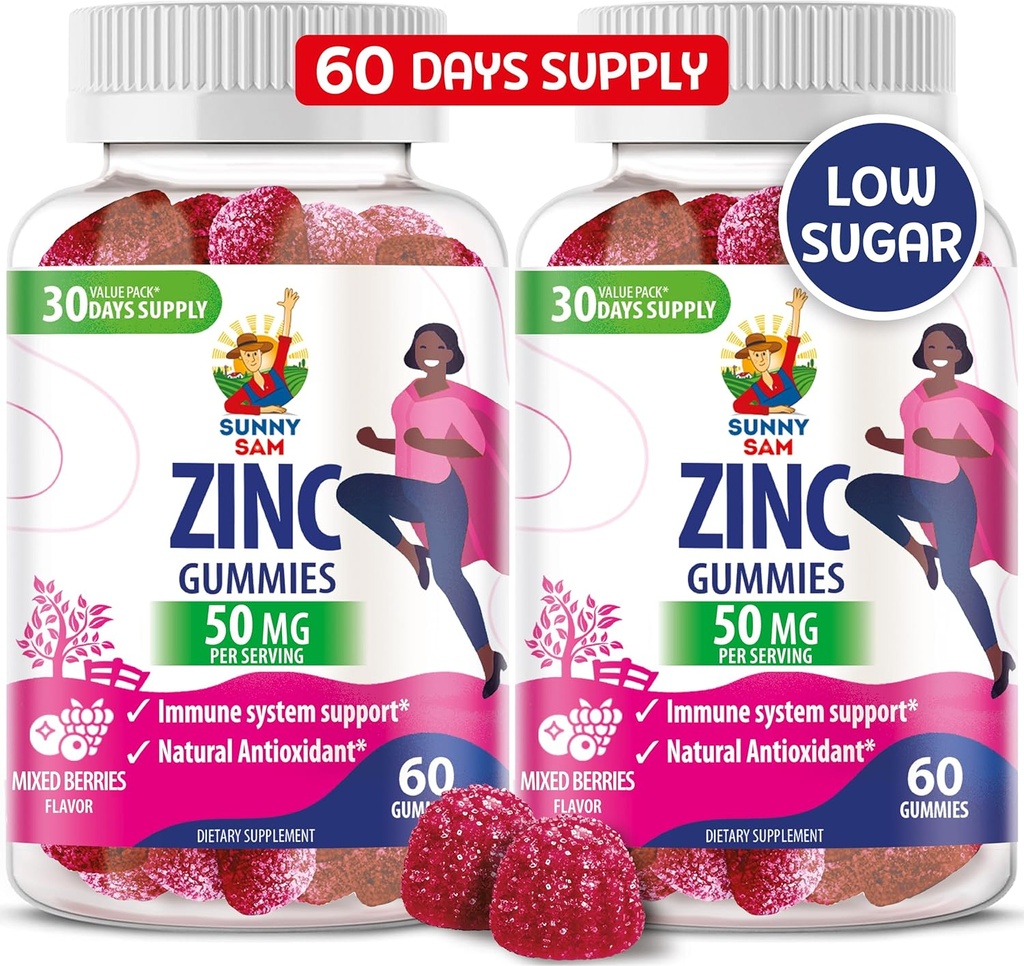 Gommies de zinc pour adultes - Gommy de zinc à croquer pour le soutien immunitaire - puissant complément naturel antioxydant non OGM pour enfants hommes femme adultes
