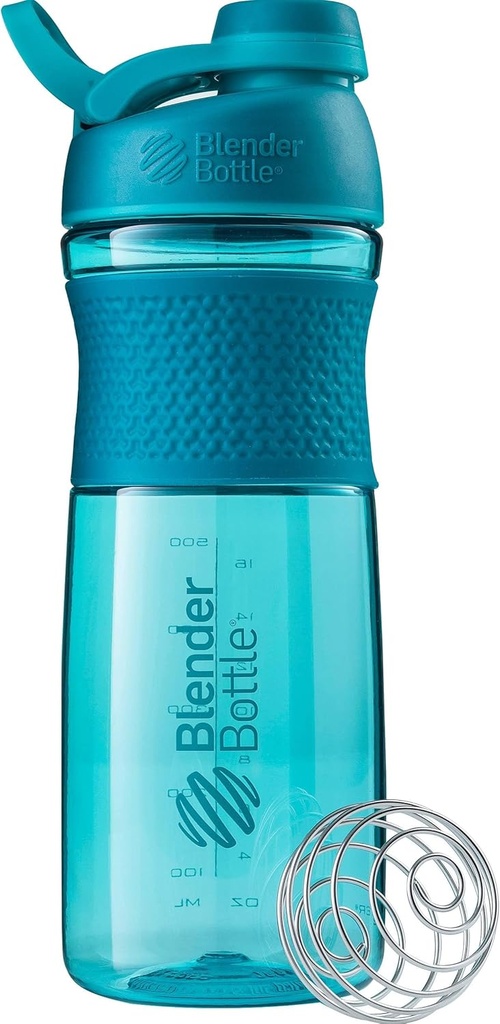 BlenderBottle SportMixer Shaker Bottle Perfect for Protein Shakes and Pre Workout, 28-Ounce, Teal