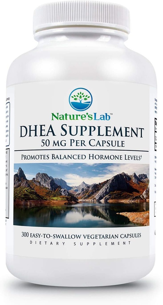 Nature's Lab DHEA Supplément de 50mg - favorise l'équilibre des taux d'hormones, une énergie saine et une clarté mentale accrue* - 300 capsules (10 mois)
