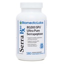 Serra-RX 80 000 SU Serrapeptase - Enzyme protéolytique systémique résistant à l'acide, non-OGM, sans gluten, végétalien, soutient la santé des sinus et des poumons, 180 capsules de veg