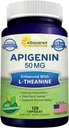 aSquared Nutrition Apigenin 50mg & L-Theanine 200mg - 120 Capsules - Apigenin Supplément pilules pour le sommeil et la détente - Extrait bioflavonoïde naturel trouvé dans le thé de la camomille