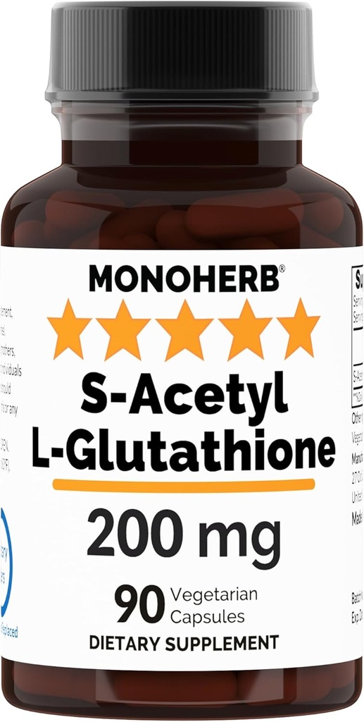 MONOHERB S-Acetyl L-glutathione 200mg - 90 Vegetarian Capsules