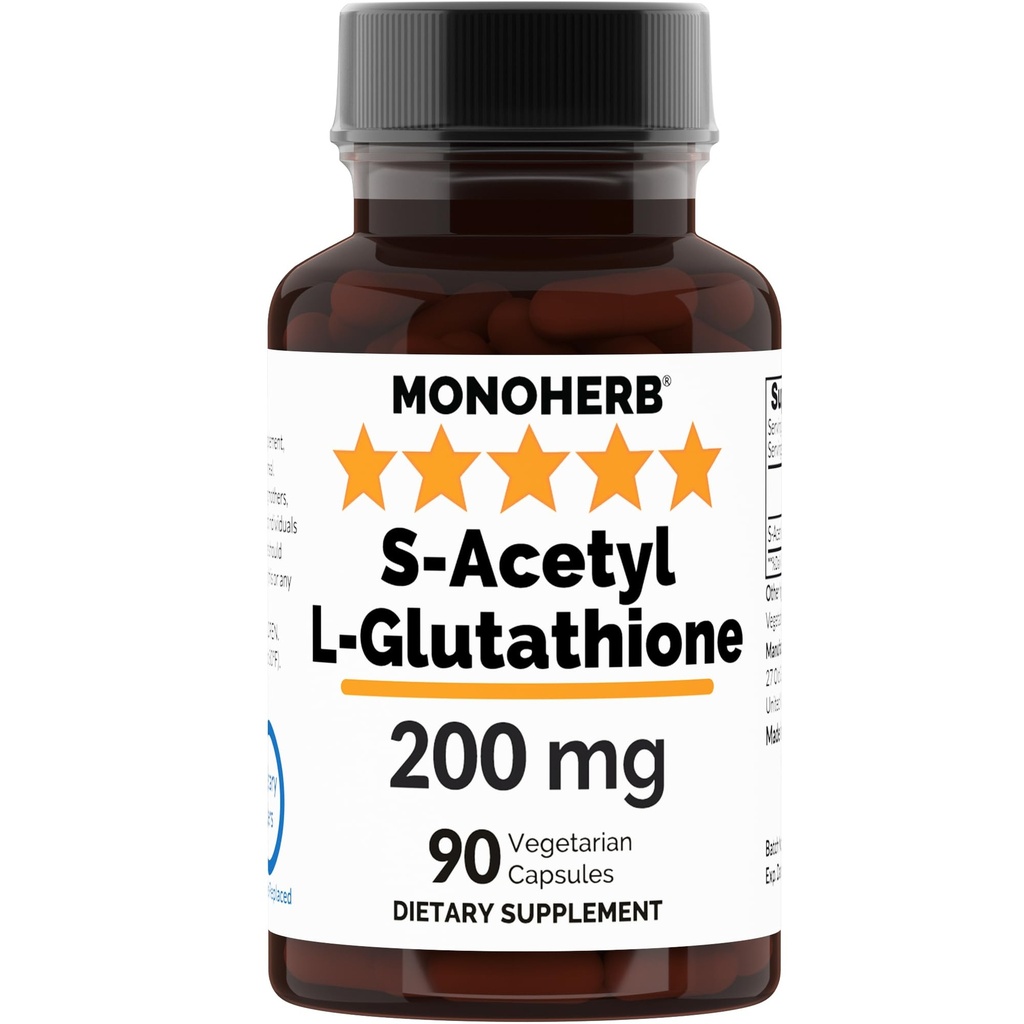 MONOHERB S-acétyl L-glutathion 200mg - 90 Capsules végétariennes